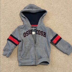 OshKosh B'gosh Kids Hoodie in Gray with Red Stripes